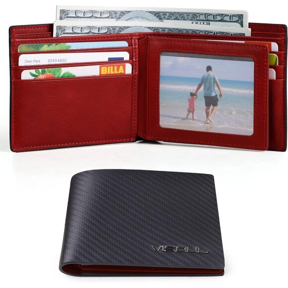 Men's Leather RFID Blocking Wallet Extra Capacity, Bifold Security Wallet - Picture 2 of 7